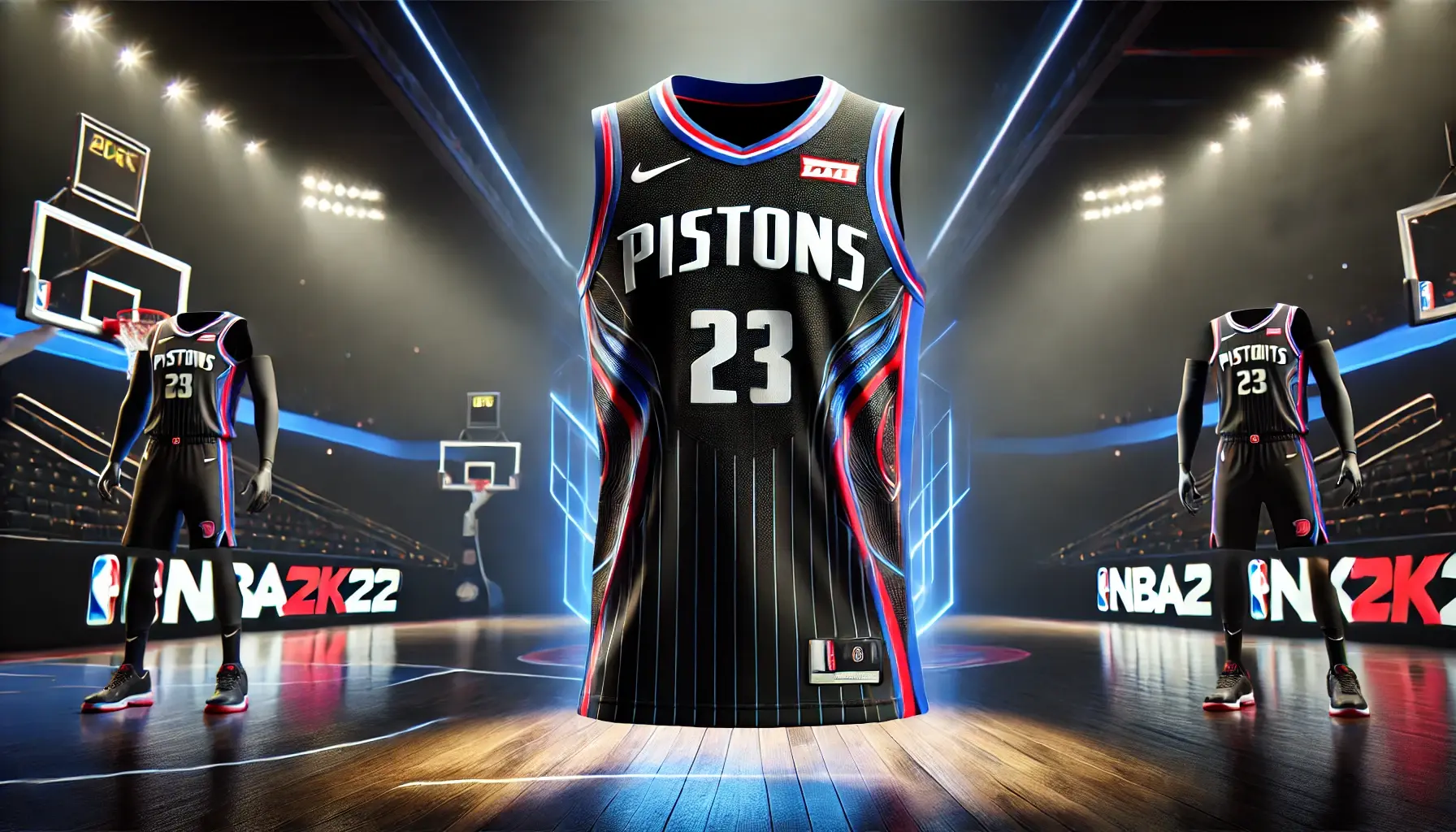 NBA 2K22 Pistons Concept Jersey Black NLSC